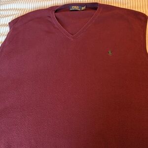 Mens Polo Ralph Lauren Maroon Burgundy V-Neck Sweater Vest 4XLT 4X Tall